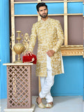 Golden & Copper Embroidered Sherwani For Men