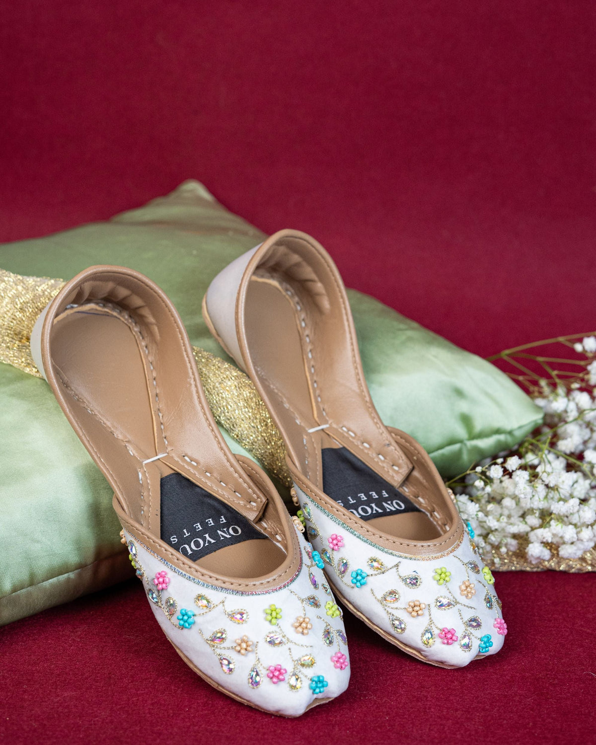 Ivory Blossom – Elegant Handcrafted Khussa For Women