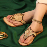 Shahkaar – Handcrafted Leather Slider with Tilla Work For Women