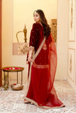Zeba Maroon Burgundy Velvet Shirt & Sharara with Dupatta For Women