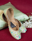 Mint Blossom Embroidered Khussa For Women