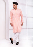 Powder Pink Embroidered Kurta Pajama For Men