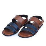 Tan & Blue Color Leather Sandals For Men