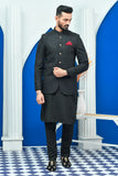 Black Color Resham Embroidered Prince Coat For Men