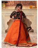 Orange Gotta Tilla Embroidered Lehenga Choli For Girls