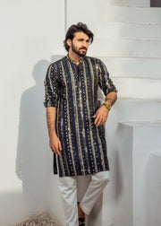 Navy Chanderi Kurta Pajama – Elegant & Sophisticated For Men