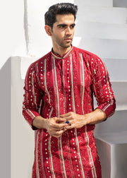 Red Chanderi Kurta Pajama – Stylish & Elegant For Men