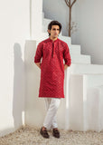 Red Chanderi Kurta Pajama – Elegant & Luxurious For Men