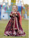 Royal Block Printed Raw Silk Lehenga Choli For Girls
