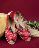 Royal Red Embroidered Khussa For Women