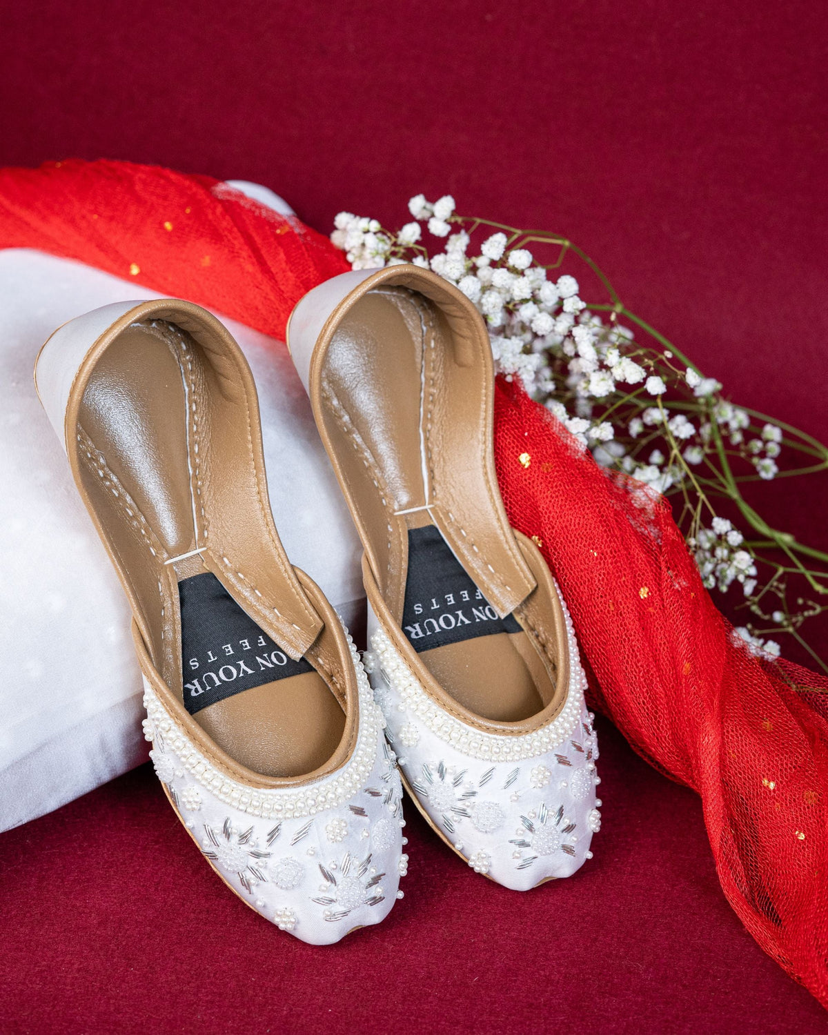 Majestic Gold, Black & White Embroidered Juttis For Women