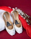 Majestic Gold, Black & White Embroidered Juttis For Women