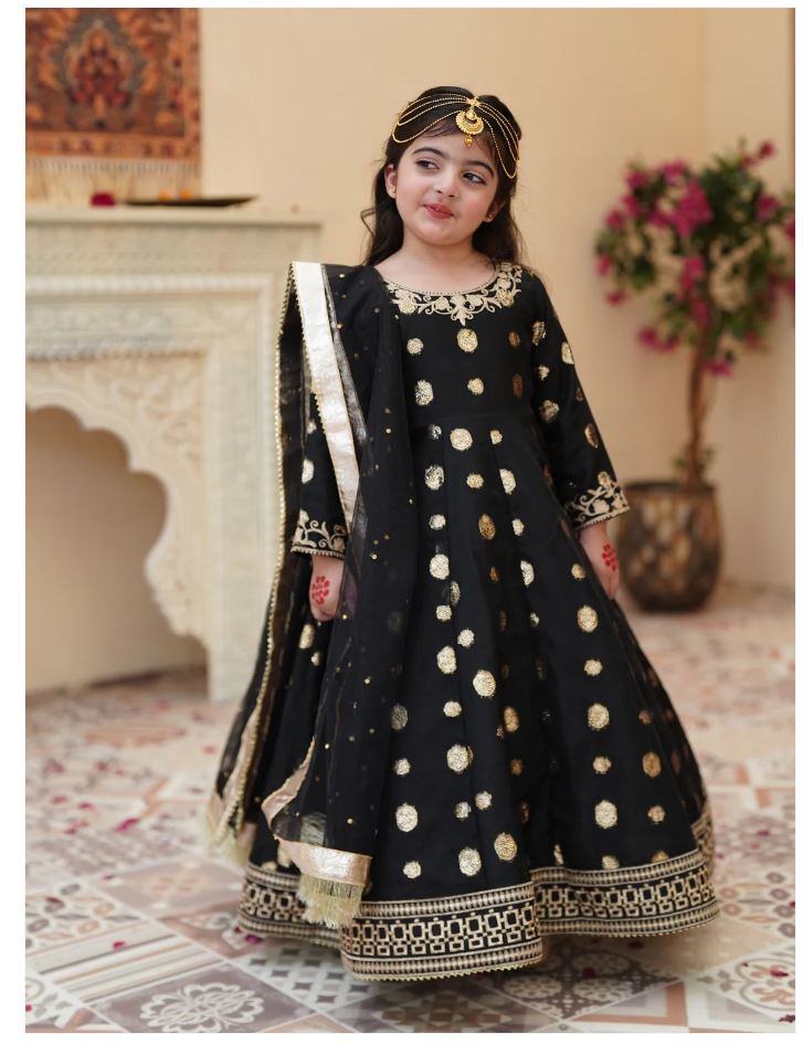 Elegant Banarsi Organza Maxi with Sitara Net Dupatta For Girls