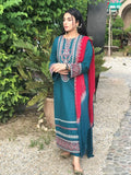 Luxury Embroidered Lawn 3-Piece Suit with Double-Shaded Chiffon Dupatta For Women