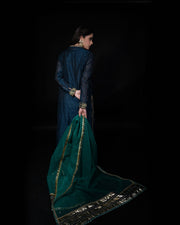 Layla Navy Blue Embroidered 4-Piece Formal Suit For Women