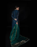 Layla Navy Blue Embroidered 4-Piece Formal Suit For Women