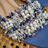 Pearls Night Out – Embellished Denim Heels For Women