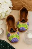 Floral Hand-Painted Khussa in Skin – Art You Can Wear For Women