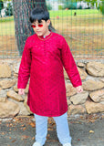 Spicy Red Mysore Kurta – Festive & Party Wear for Boys