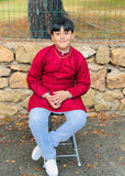 Spicy Red Mysore Kurta – Festive & Party Wear for Boys