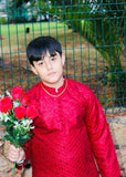 Spicy Red Mysore Kurta – Festive & Party Wear for Boys