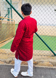 Spicy Red Mysore Kurta – Festive & Party Wear for Boys