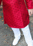 Spicy Red Mysore Kurta – Festive & Party Wear for Boys