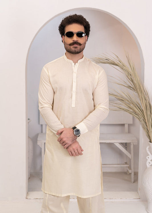 Cream Cotton 2-Piece Summer Suit for Men