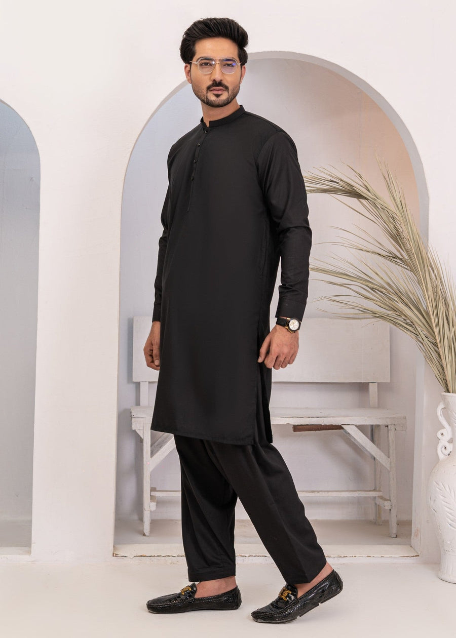 Classic Black Wash & Wear 2-Piece Suit for Men