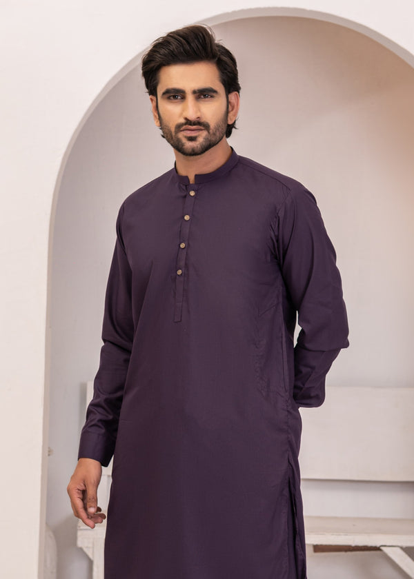 Purple Wash & Wear 2-Piece Kurta Set for Men
