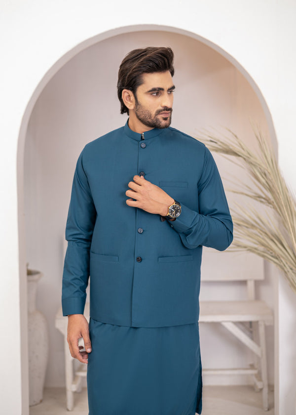 Steel Blue 3-Piece Wash & Wear Suit for Men