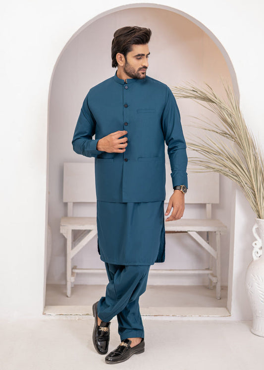 Steel Blue 3-Piece Wash & Wear Suit for Men