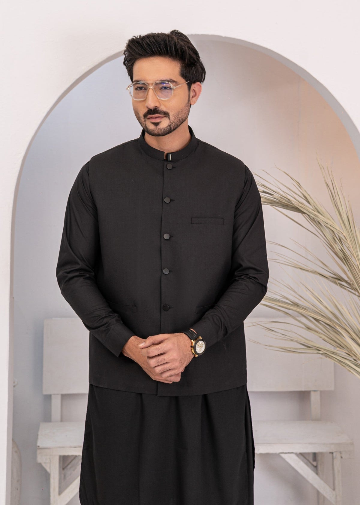 Midnight Black Festive 3-Piece Suit for Men