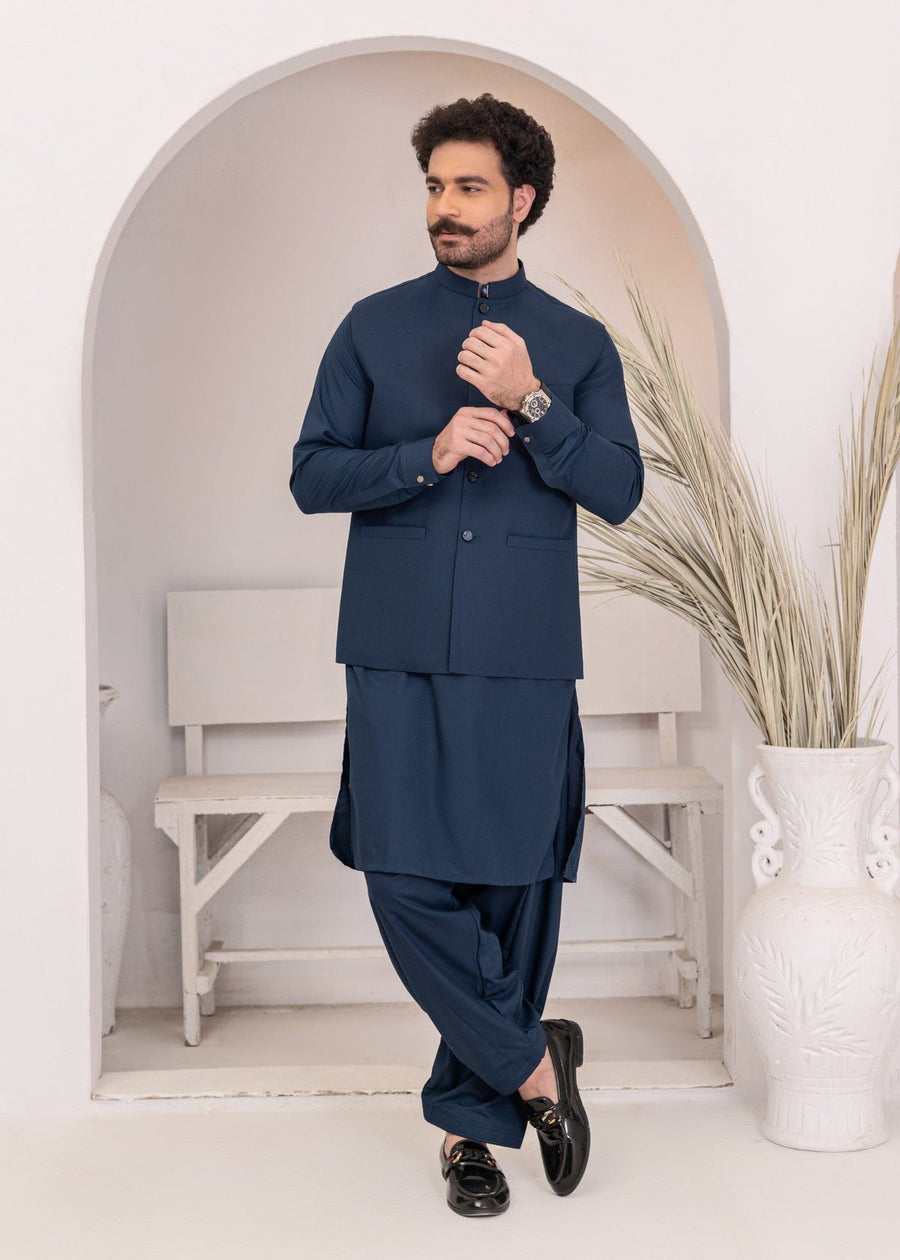 Royal Navy Blue Festive 3-Piece Suit for Men