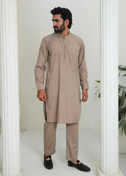 Khaki Brown Wash & Wear 2-Piece Kurta Set for Men