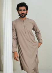 Khaki Brown Wash & Wear 2-Piece Kurta Set for Men
