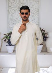 Pearl White Wash & Wear 2-Piece Kurta Set for Men