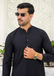 Black Wash & Wear 2-Piece Kurta Set for Men