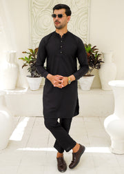 Black Wash & Wear 2-Piece Kurta Set for Men