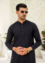 Black Wash & Wear 2-Piece Kurta Set for Men