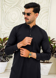 Black Wash & Wear 2-Piece Kurta Set for Men