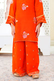 Luxury Embroidered Soft Raw Silk Shirt with Flapper & Net Dupatta For Girls