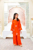 Luxury Embroidered Soft Raw Silk Shirt with Flapper & Net Dupatta For Girls