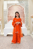 Luxury Embroidered Soft Raw Silk Shirt with Flapper & Net Dupatta For Girls