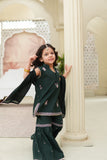 Embroidered Lawn Shirt with Gharara & Chiffon Dupatta For Girls