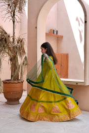 Block Printed Raw Silk Maxi with Dupatta For Girls