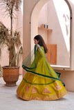 Block Printed Raw Silk Maxi with Dupatta For Girls