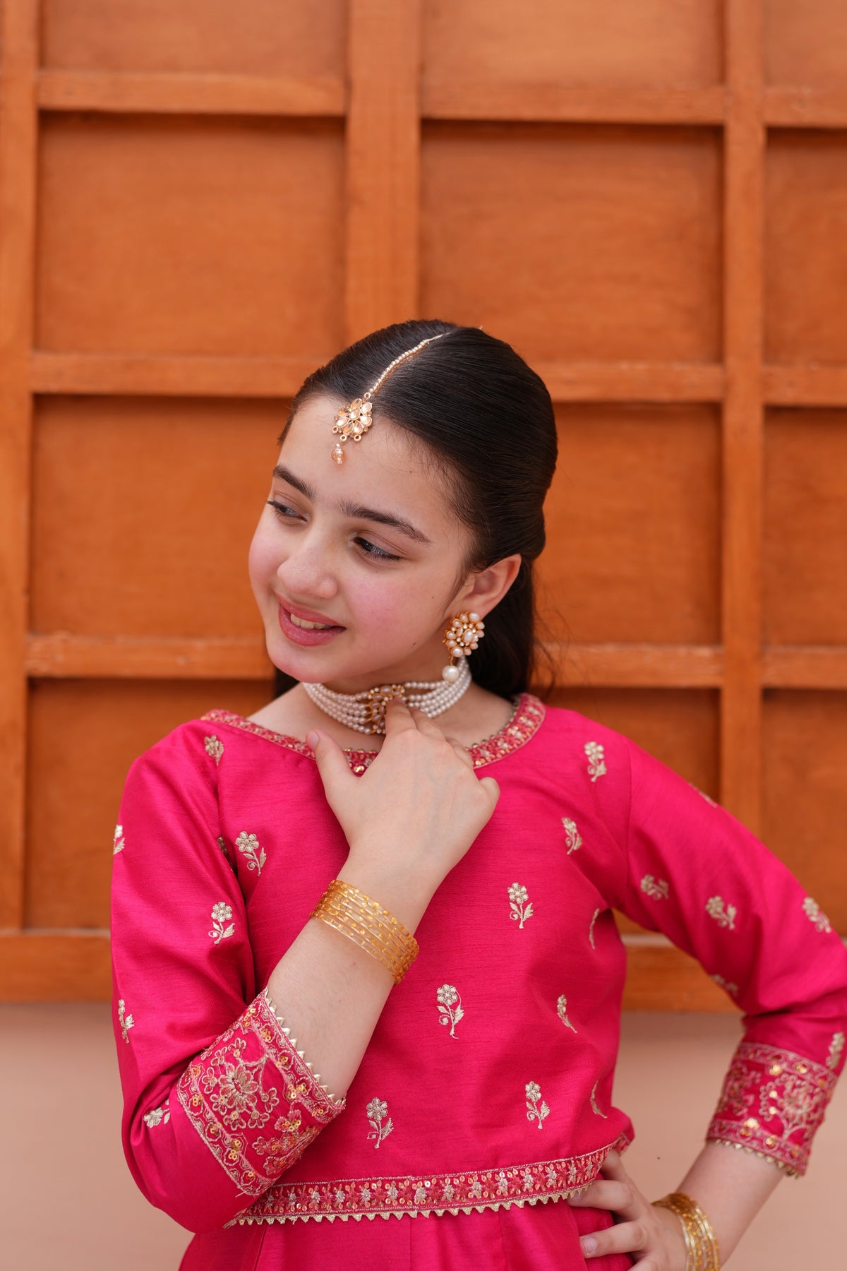 Embroidered Block Printed Raw Silk Lehenga Choli with Dupatta For Girls