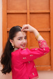 Embroidered Block Printed Raw Silk Lehenga Choli with Dupatta For Girls