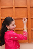 Embroidered Block Printed Raw Silk Lehenga Choli with Dupatta For Girls